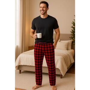 Tommy John Second Skin Lounge Pants Mens XL Red Black Plaid Modal Stretch NWT
